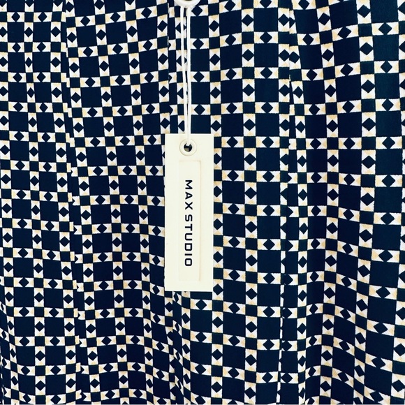 Max Studio NWT Geometric Sheath Midi Dress, Women’s Size Small, Pleated Skirt - Picture 3 of 16